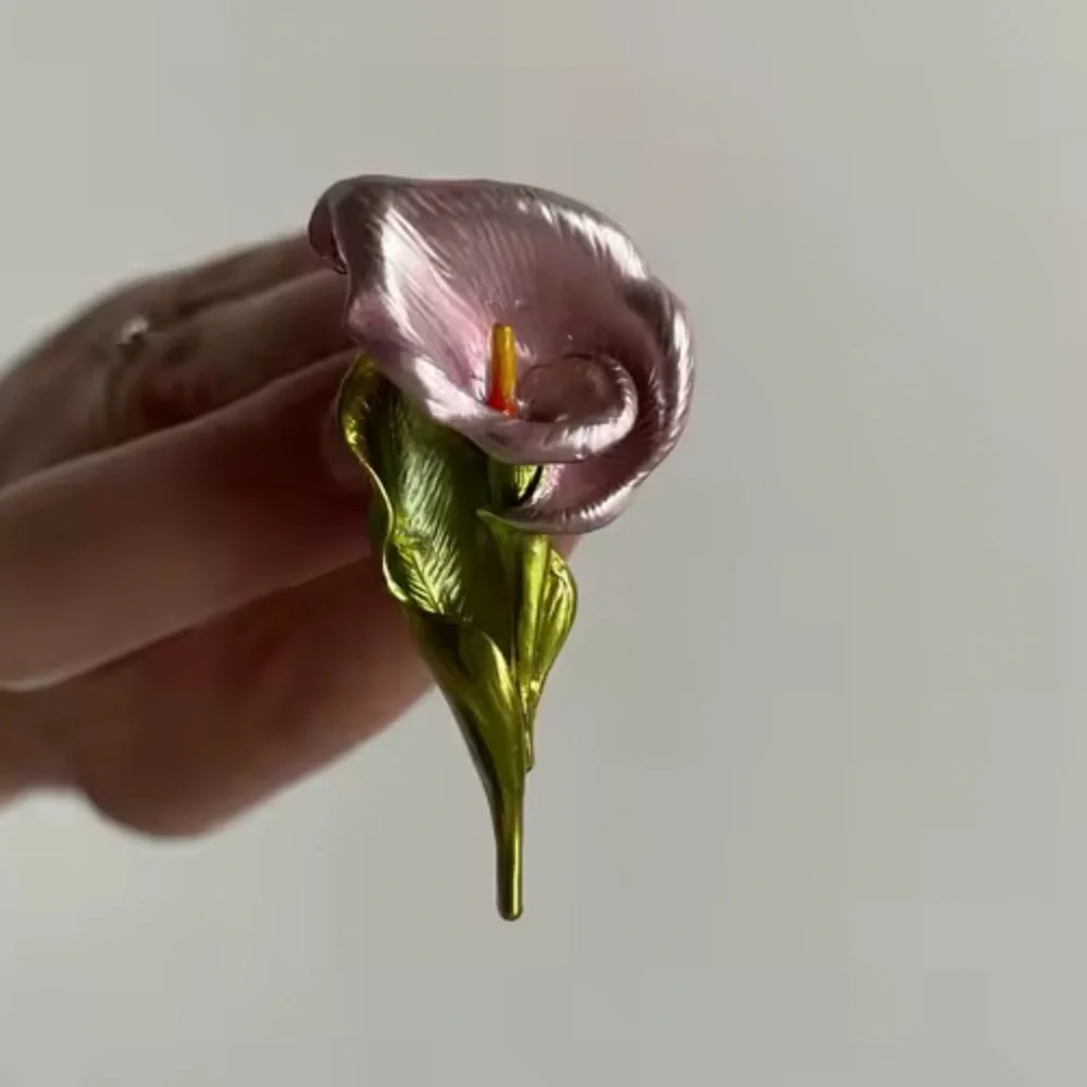 Pink Calla Lily Floral Brooch